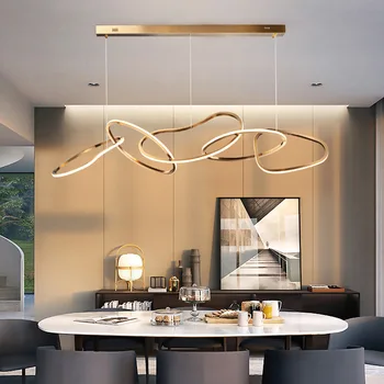 מודרני מינימליסטי חדר האוכל נברשת אופנה יצירתי נירוסטה חדר האוכל מנורת שולחן נורדי אור יוקרה קבלה