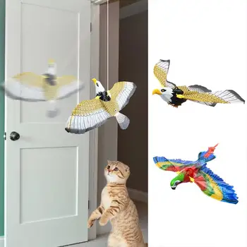 חשמלי ציפור טיסה חתול צעצוע נשר/תוכי סימולציה ציפור אינטראקטיבית צעצוע מקורה חתולים מעופפים צעצוע עבור חתולים חתול מצחיק