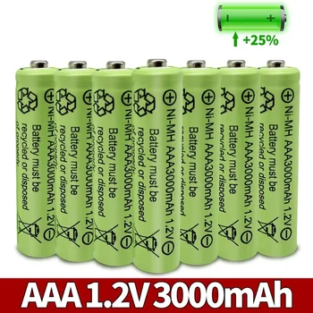 AAA 3000mAh 3א 1.2 V Ni-MH צהוב סוללה נטענת נייד עבור MP3 צעצועי RC led פנס פנס