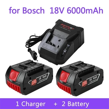 18V סוללה בוש 6.0 אה על Bosch חשמלי מקדחה 18V נטענת Li-ion סוללה BAT609 BAT609G BAT618 BAT618G BAT614 מטען