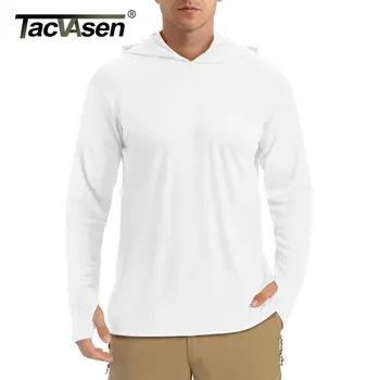 TACVASEN הקיץ UPF50+ ביצועים טיולים חולצות Mens ארוך שרוול הגנה מפני השמש חולצת טי רץ מהר יבש ג 'קט קפוצ' ון מקסימום