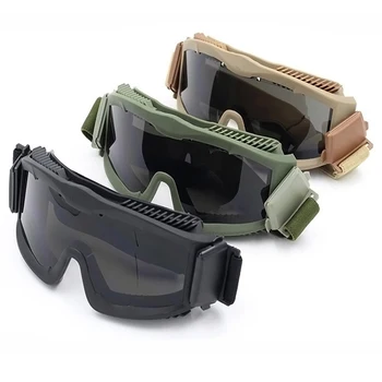גברים חוצות CS Wargame צבאי בליסטיים משקפי מגן נגד ציד צפרדע ירי משקפיים בטיחות טקטי 3 עדשות משקפי שמש