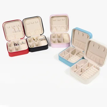 נייד עור קופסא לאחסון תכשיטים ארגונית להציג נסיעות תכשיטים רוכסן התיק תיבת עגילים, שרשרת, טבעת תכשיטים שקית מתנות