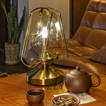 צרפתי מנורת שולחן וינטג ' נוסטלגי עבור הסלון חדר השינה מחקר ליד המיטה שולחן במשרד ברזל בגוף זכוכית בגוון G9 led מנורה