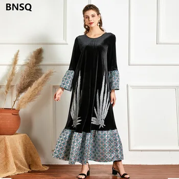 גדול שמלת קטיפה אינדי פולק טלאים שמלה ארוכה רקמה המוסלמים שמלות תפילה לבוש גלימה אסלאמית ערבית בגדים