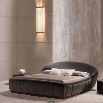וילה דירה גדולה יצירתי במיטה אור יוקרה עגולה קשת מיטה זוגית מודרנית מינימליסטי בד המיטה