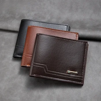 גברים של ארנק אופנה מזדמן ליצ ' י הדפסה רך הארנק Multi-card קיבולת גדולה קצר קטן הארנק