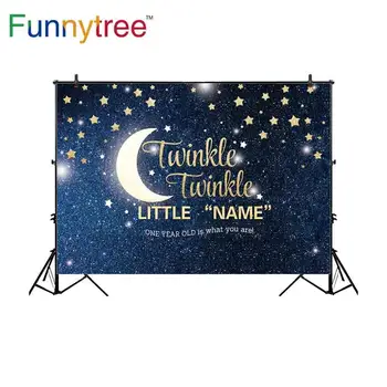 Funnytree רקע לצילום סטודיו כוכבים בשמיים הכוכבים הזהב הירח מותאם אישית ילדים צילום רקע photobooth photocall