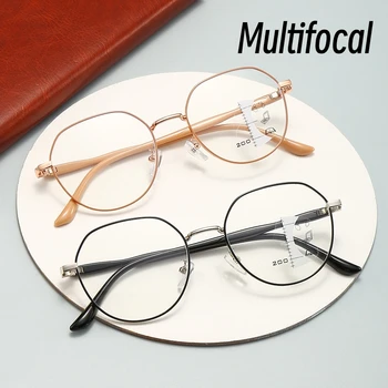 נשים Multifocal משקפי קריאה מסגרת מתכת זוקן ראייה משקפי מרשם רחוק הראייה המחשב משקפיים +1.0 עד +4.0
