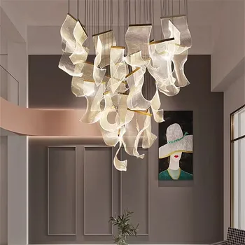 RINKLE נברשת מודרנית אור אקריליק יוקרה מדרגות המנורה וילה סלון קישוט בחדר האוכל המטבח תלוי אורות