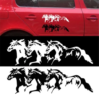 3 סוסים שחור לבן בעלי חיים בצורת מדבקות הרכב מדבקה אופנה יצירתי קישוט רכב הפנים אביזרים