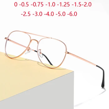 אנטי כחול קרני אליפסה משקפיים מרשם עבור קצרת רואי מתכת נשים גברים תלמיד Myopes Lunettes Diopter 0 -0.5 -0.75 ל -6
