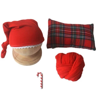 נושא חג המולד היילוד צילום ביגוד סט כובע עם לעטוף & קביים/כרית זרוק משלוח
