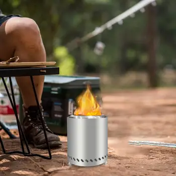 יעיל עץ בוער תנור יעיל, בטוח נירוסטה שולחן להבה בור עבור קמפינג פטיו החורף Firepit עם תנור עץ