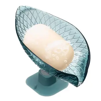 ניקוז לסבון שקוף כוס יניקה ניקוז סבון כלים דקורטיביים עלים סבון מגש עבור משק הבית מקלחת קישוט הגבהה