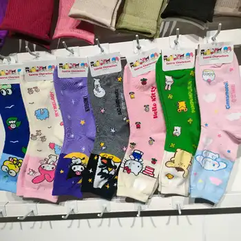 Kawaii Sanrio אנימה הדפסה גרביים קיטי Kuromi שלי מלודי קטיפה נשים גרביים Sanrio Chracters גרביים מתנה צעצועים עבור בנות