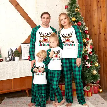 2023 חג המולד צבי המשפחה התאמת תלבושות צבעוני אבא אמא ילדים פיג 'מה מגדיר אמא ואני חג המולד פי. ג' יי בגדים חולצות+מכנסיים