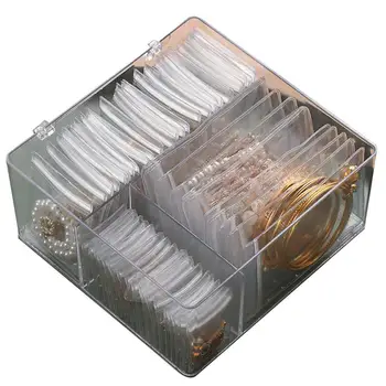 תיבת אחסון 1 סט עגילים ארגונית Flip-מכסה פתוח אנטי-שוחקים פלסטיק קטן אריזה אחסון בקופסת תכשיטים עבור שולחן העבודה