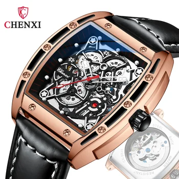 CHENXI 8865 חם מכירה סטיות זכר חלול מכאניים אוטומטיים שעון גברים נירוסטה מפעל שעון יד רלו גבר
