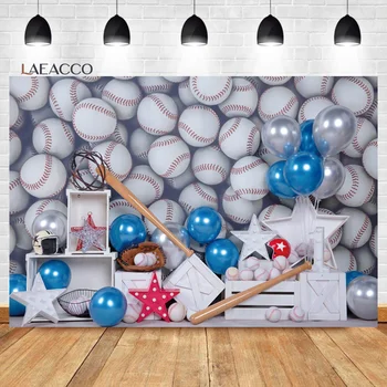 Laeacco בייסבול נושא הילדים יום הולדת תמונת רקע הפנים בלונים כוכבים תינוק מקלחת צילום דיוקן רקע