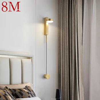 8M נורדי פליז מנורת קיר LED 3 צבעים יצירתי פשוט זהב לצד המיטה מנורות קיר אור הביתה הסלון לחדר השינה