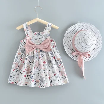 Melario בגדי ילדים תינוקת בגדים מסיבת הקיץ בגדים עבור בנות שמלת דובדבן נקודה נסיכה שמלות הקשת כובע תלבושות