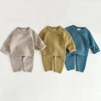 2Pieces אביב התינוק בגדים להגדיר רך סריג כותנה תינוק סוודר + מכנסיים ילדים תלבושת