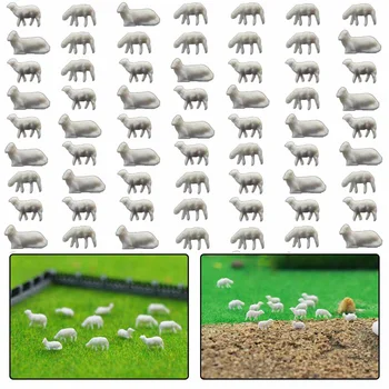 10Pcs 1:87 מודל כבשים לבנים חיות משק כבשים הו סולם דגם רכבת לבית בובות חדר תיבת חיות משק מודל