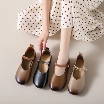 2023 עור חדש קיץ נעלי אישה דירות חלול לנשימה מזדמנים שטוח נעלי נוחות נעלי נשים נעלי ג ' יין מארי נסיכה