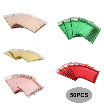 50Pcs Metalic בועה פרסומי מרופד פרסומי בועות צבעוניות מעטפות משלוח שקיות עם עמיד למים עצמי חותם הרצועה