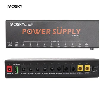 MOSKYAUDIO MPT-10 גיטרה חשמלית פדאל אפקטים אספקת חשמל 10-ערוץ ספק כוח USB כל הדרך מתכוונן