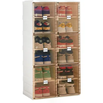 Benitaku הנעל אחסון ארגונית - מתקפל נעליים ארון אחסון עם דלתות - עמיד ויציב נעליים אחסון קופסאות - Stackable