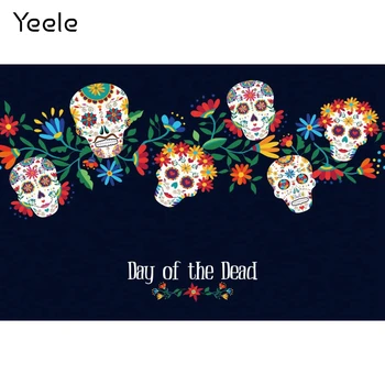 Yeele יום המתים רקע פרח הגולגולת עלים ירוקים שחור רקע התינוק צילום צילום צילום סטודיו Photophone