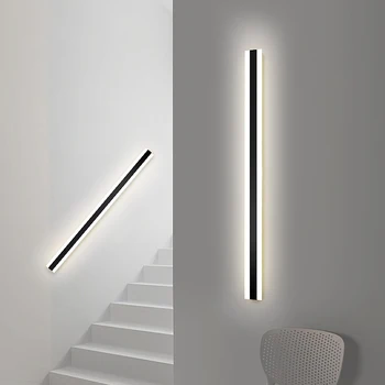 הרצועה הארוכה מנורת קיר אקרילי LED מודרני מינימליסטי לצד המיטה מנורות קיר אורות המנורה מקורה בסלון ספה רקע קיר בהיר