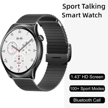 1.43 אינץ Bluetooth שיחה Smartwatch גברים עמיד למים 100+ ספורט מצבי שעון חכם עבור OnePlus Nord 2 UMIDIGI ביזון 2 סדרה DOOGE