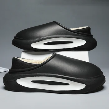 חורף נעלי גברים חמות נעלי עמיד למים כמה החלקה קטיפה כותנה נעליים מקורה פלטפורמת נעלי בית