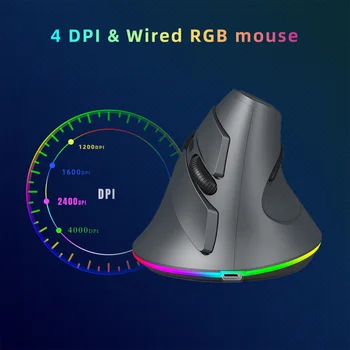 T25 אלחוטית אנכי עכבר המשחקים DPI מתכוונן 2.4 GHz ארגונומי נטענת אופטי 3 מצבי דיוק גבוה
