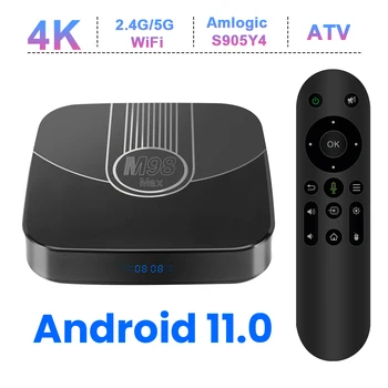 Transpeed טרקטורונים אנדרואיד 11 הטלוויזיה Box Amlogic S905Y4 עם עוזרו הקול בטלוויזיה האפליקציות BT5.0 כפול 100 מ ' תומך WiFi 4K 3D להגדיר תיבה עליונה