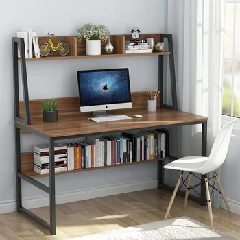 שולחן מחשב, 47 אינץ הביתה שולחן במשרד עם חיסכון בחלל עיצוב, מצויד מדף ואחסון מחיצה, שולחן מחשב