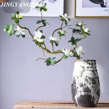 גדול אזליה ענף עם עלים ירוקים קל לעצב פרחים מלאכותיים מזויפים משי קצף פלורס הביתה חתונה קישוט