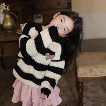 בנות סוודר צמר מעיל ילדים לכל היותר סריגה 2023 חדש לעבות חורף חם סתיו בגוואהאטי באיכות גבוהה בגדי ילדים