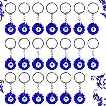 20 חתיכות עין מחזיק מפתחות מסתובב Decors מעולה נשים גברים Keyholder Decors צבע כחול מחזיק מפתחות אופנה קישוט