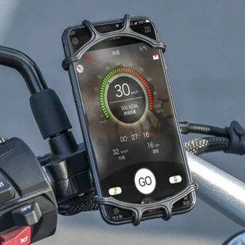 Rockbros אלסטי סיליקון אופניים מחזיק טלפון מתכווננת עבור רוב טלפון אופניים לעמוד קטנוע אופנוע הר תמיכה Handleba