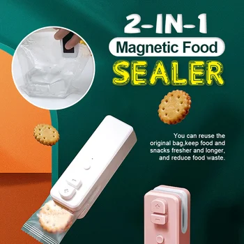 מיני נייד תיק אוטם 2 בתוך 1 חום איטום מכונת קאטר מגנטי נטענת USB כף יד חום איטום, עבור שקית פלסטיק.