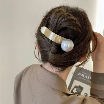 קוריאני פרל שיער הצבת קליפים עבור נשים בנות אלגנטי מתכת גיאומטריות סיכת ראש הסיכה הלסת קליפ הקוקו אביזרים לשיער