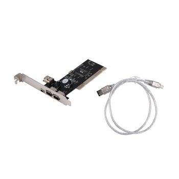 PCI כדי 1394A כרטיס PCI כדי IEEE 1394A 4 יציאות Firewire, כרטיס עם 0.8 מ ' 6Pin כדי 4Pin 1394A כבל