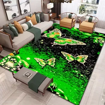 3D סרט מצויר הדפס פרפר שטיח，הבית הסלון, חדר השינה ספה שטיח עיצוב,ילדים שטיח החלקה שטיח הרצפה