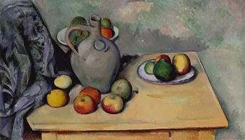 עדיין החיים ציור שמן על בד Pitchet et פירות סור une השולחן על ידי פול סזאן אמנות קיר מטבח צבוע ביד אופקי