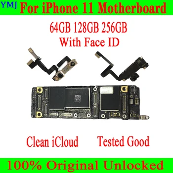 משלוח חינם עם/בלי פנים ID Mainboard עבור IPhone 11 לוח האם המקורי לפתוח נקי ICloud לוח 64GB 128GB 256G הרישוי.