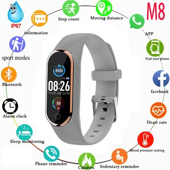 2023 החדש M8 חכם צמיד קצב הלב/שינה/החמצן בדם, ניטור פעילות גופנית פדומטר Bluetooth צילום לקרוא תזכורת לצפות